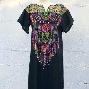 Vintage 1980s beaded Egyptian Caftan Dress